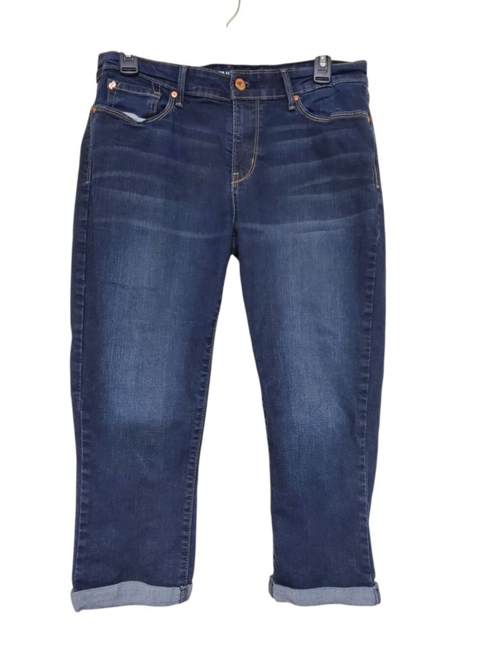 Denizen by Levi's Modern Crop Dark Wash Rolled Hem Stretch Slim Jeans Women's 12